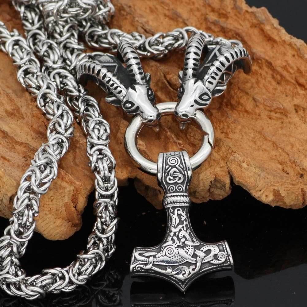 Vikings Mjolnir Stainless Steel Ram Chain Necklace - 50 CM / 20 Inches