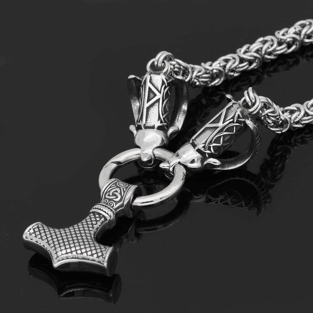 Vikings Mjolnir Stainless Steel Ram Chain Necklace - 50 CM / 20 Inches