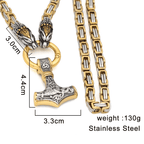 Vikings Snake Mjolnir Stainless Steel King Chain Necklace - 50 CM / 20 Inches