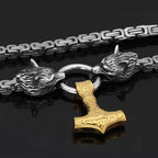 Vikings Wolf Mjolnir King Chain Stainless Steel Necklace - 50CM / 20 Inches