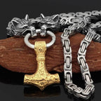 Vikings Wolf Mjolnir King Chain Stainless Steel Necklace - 50CM / 20 Inches