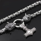 Vikings Wolf Mjolnir Stainless Steel King Chain Necklace - 50CM / 20 Inches