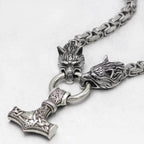 Vikings Wolf Mjolnir Stainless Steel King Chain Necklace - 50CM / 20 Inches