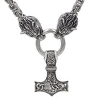 Vikings Wolf Mjolnir Stainless Steel King Chain Necklace - 50CM / 20 Inches