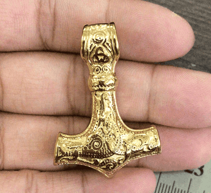 Vikings Golden Mjolnir Stainless Steel Necklace - Only Pendant