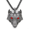 Vikings Wolf Eye Colored Pendant Necklace - Red Eyes / Silver
