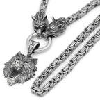 Vikings Geri & Freki Fenrir's Head Stainless Steel Necklace - 50 CM / 20 INCHES