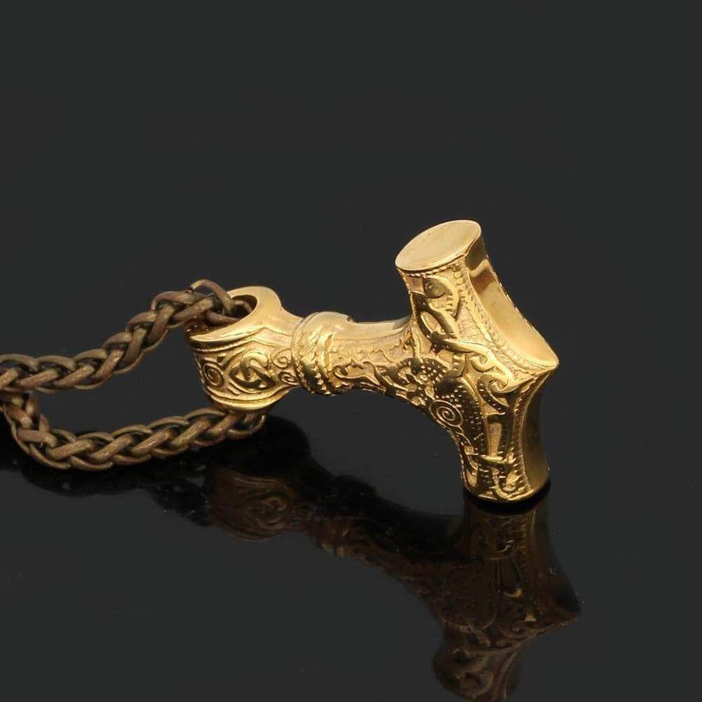 Vikings Golden Mjolnir Stainless Steel Necklace - Only Pendant