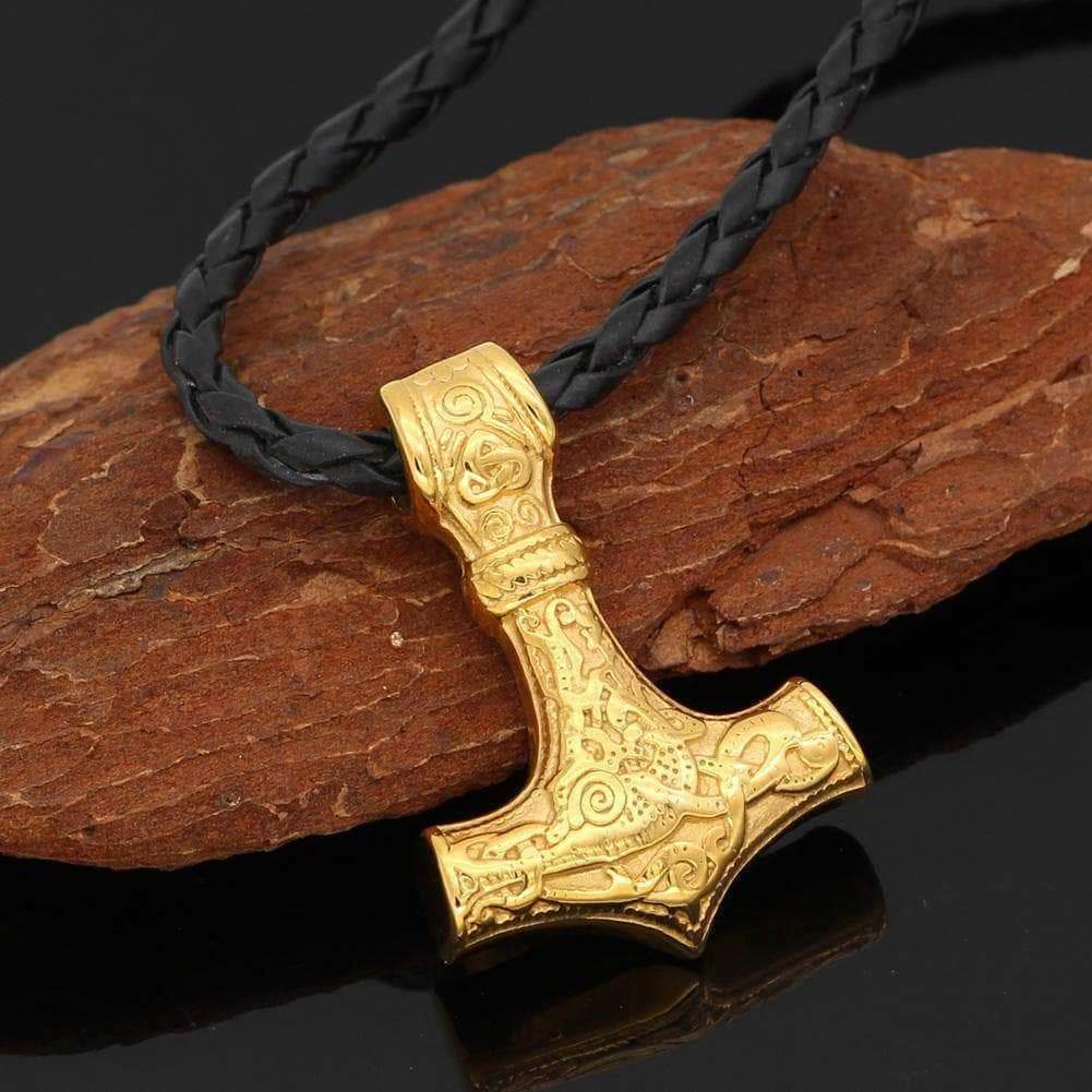 Vikings Golden Mjolnir Stainless Steel Necklace - Only Pendant