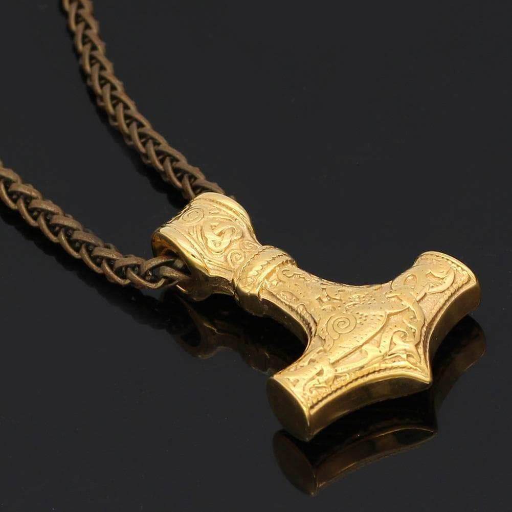Vikings Golden Mjolnir Stainless Steel Necklace - Only Pendant