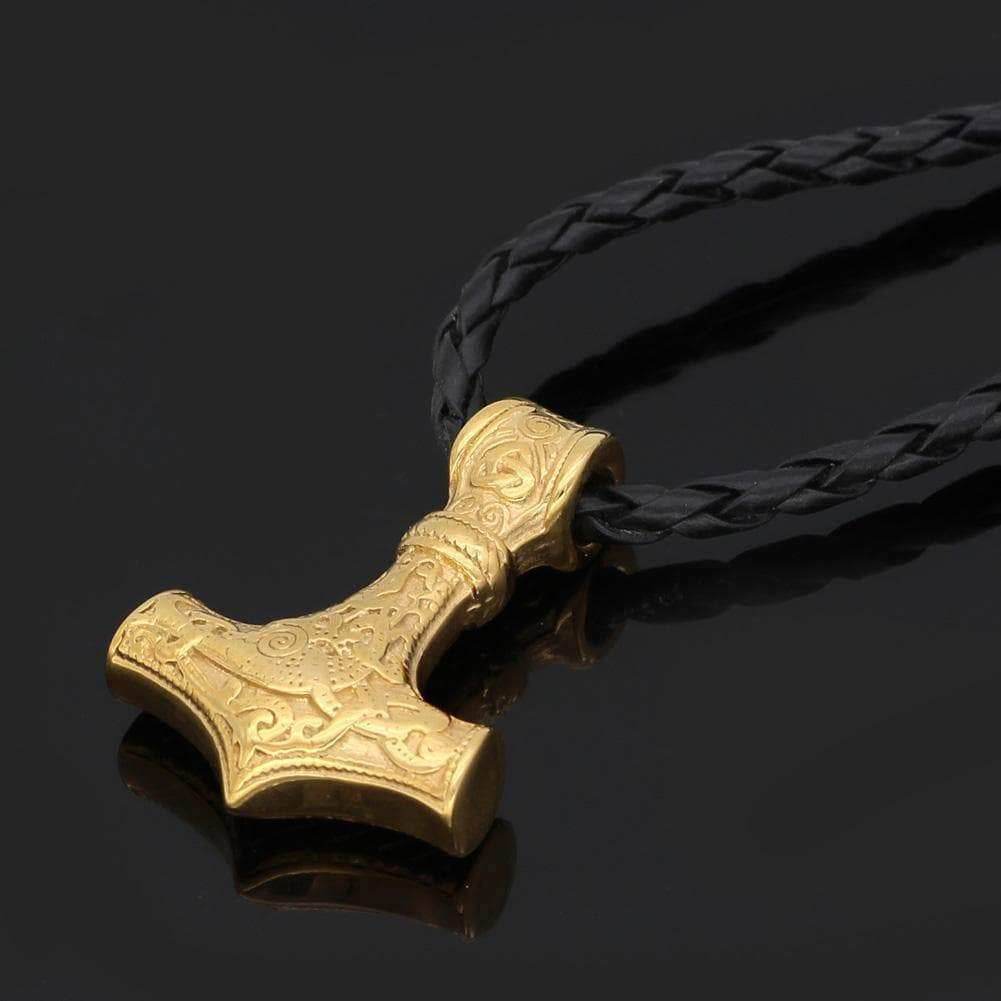 Vikings Golden Mjolnir Stainless Steel Necklace - Only Pendant