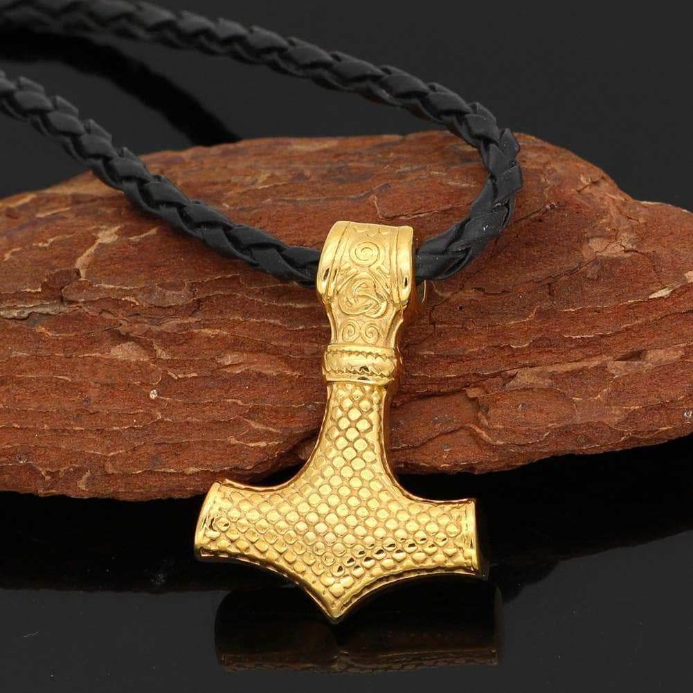 Vikings Golden Mjolnir Stainless Steel Necklace - Only Pendant