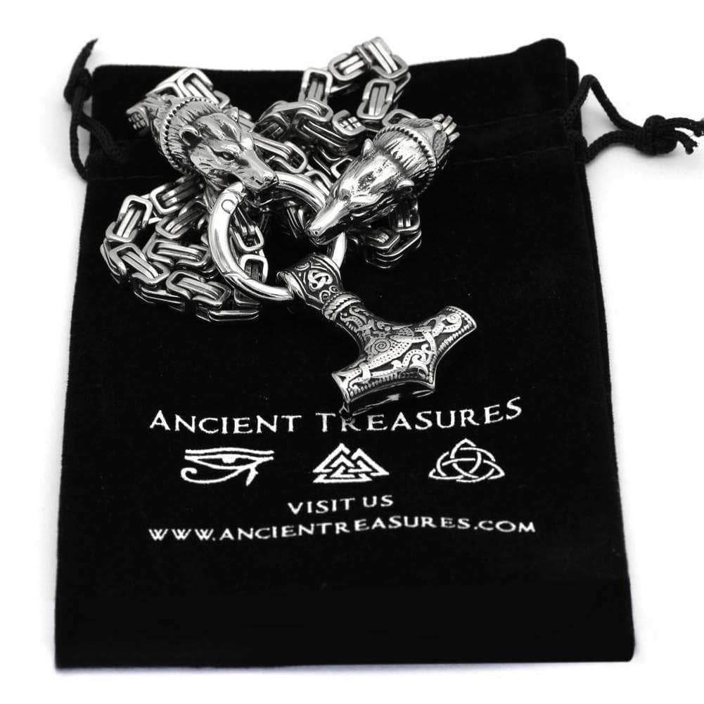 Vikings Geri & Freki Mjolnir King’s Chain Stainless Steel Necklace - 50 CM / 20 INCHES