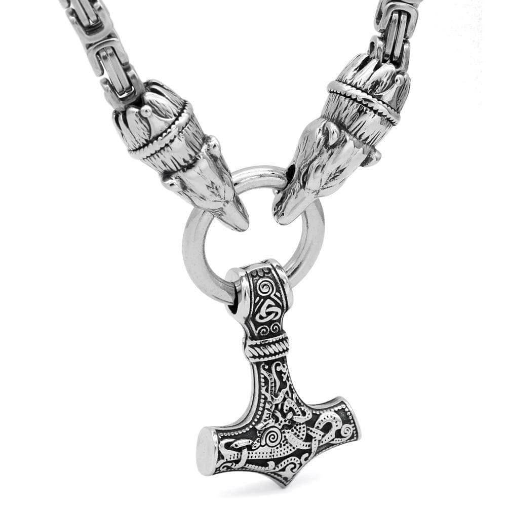Vikings Geri & Freki Mjolnir King’s Chain Stainless Steel Necklace - 50 CM / 20 INCHES