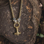 Vikings Wolf Head Mjolnir Byzantine Chain with Stainless Steel Necklace - 50CM / 20 Inches / Gold & Silver