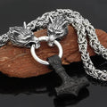 Vikings Wolf Head Mjolnir King Chain Stainless Steel Necklace - 50CM / 20 Inches