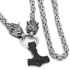 Vikings Wolf Head Mjolnir King Chain Stainless Steel Necklace - 50CM / 20 Inches