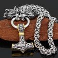 Vikings Wolf Head Mjolnir King Chain Stainless Steel Necklace - 50CM / 20 Inches
