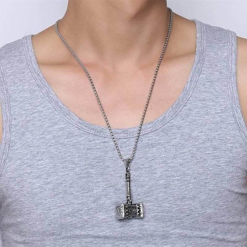 Vikings Thor's Hammer Stainless Steel Pendant Necklace - 