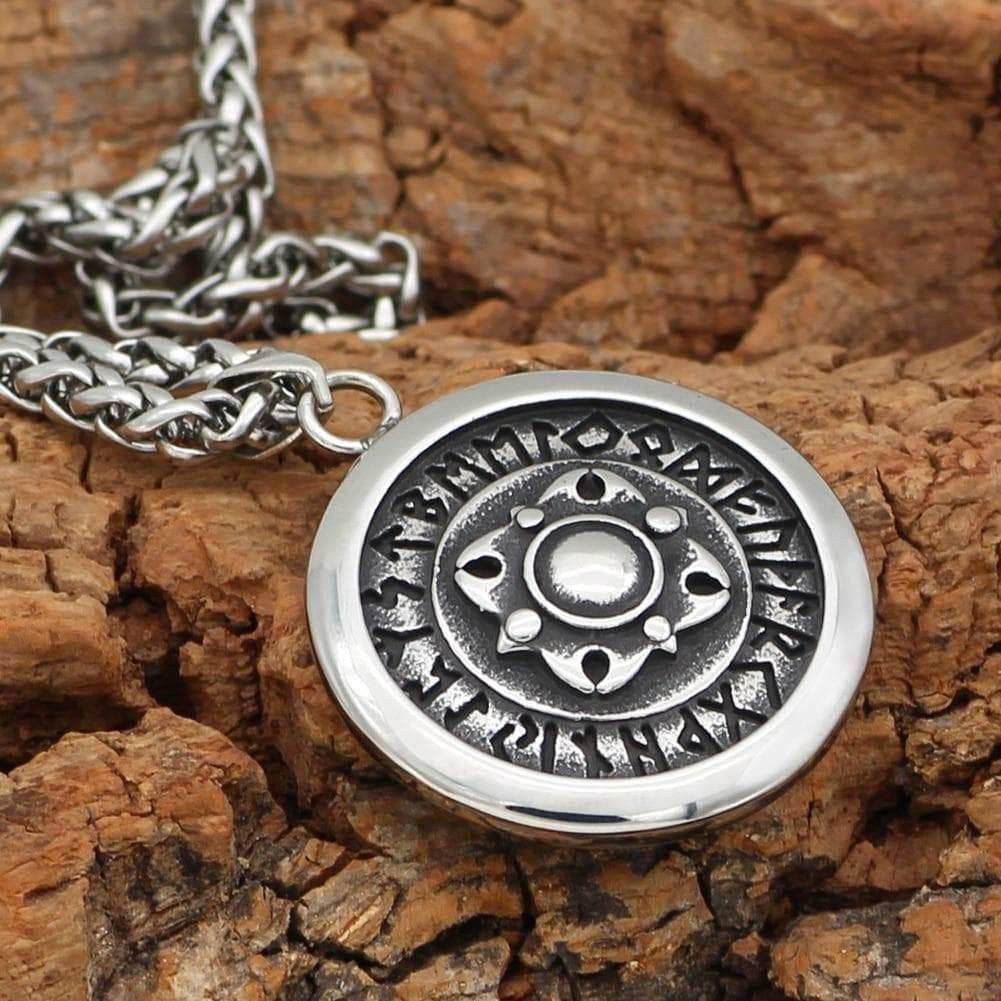 Viking Shield Rune and Compass Talisman Pendant & Necklace - Pendant and Necklace