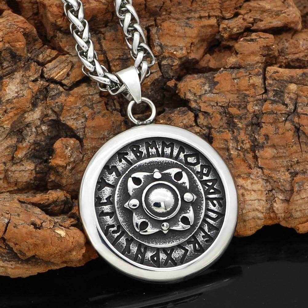 Viking Shield Rune and Compass Talisman Pendant & Necklace - Pendant Only