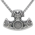 Vikings Axe and Helm of Awe Stainless Steel Necklace - 