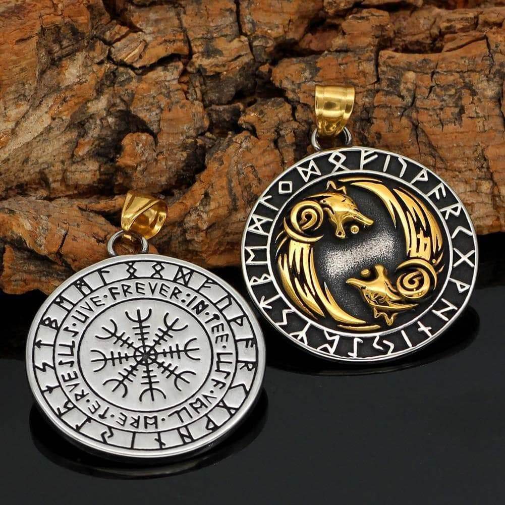 Vikings Geri and Freki Pendant & Necklace - 