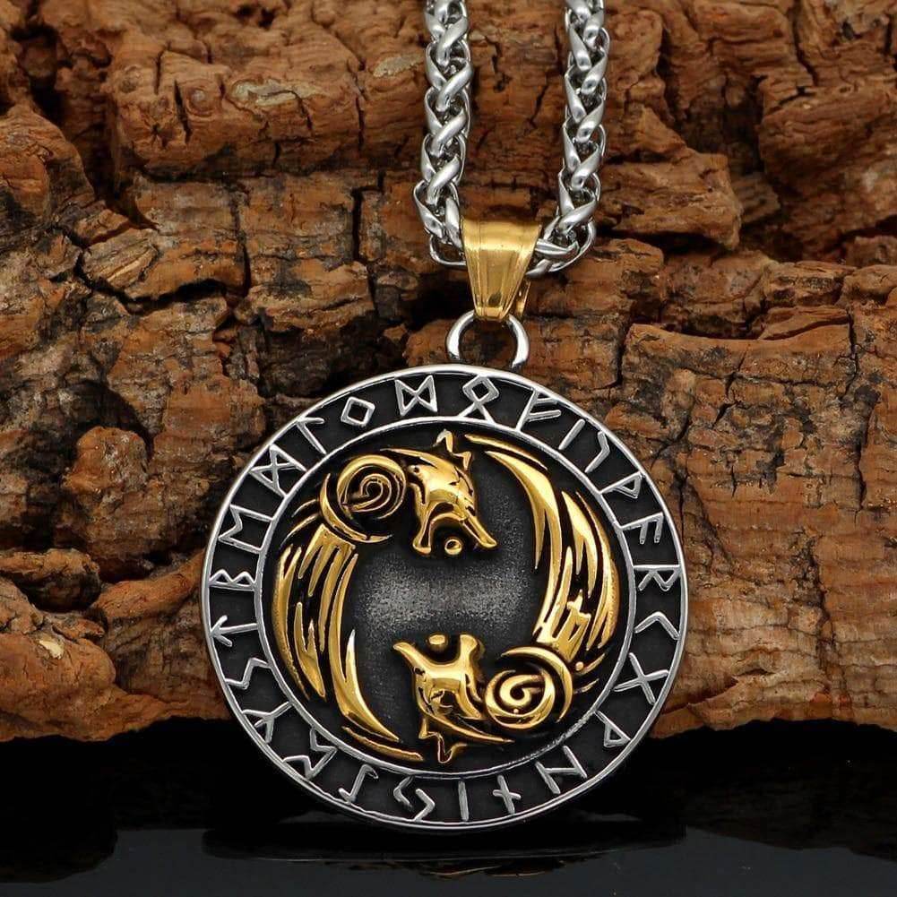 Vikings Geri and Freki Pendant & Necklace - 