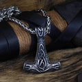 Vikings Mjolnir Dragon Stainless Steel Necklace - 