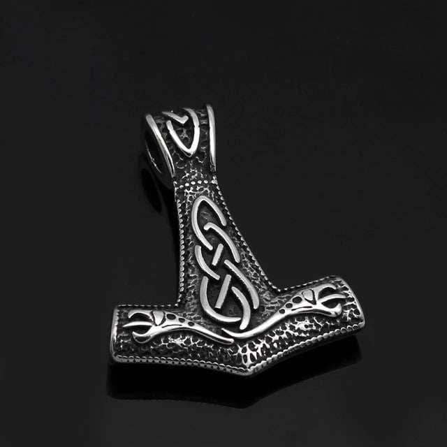 Vikings Mjolnir Dragon Stainless Steel Necklace - 