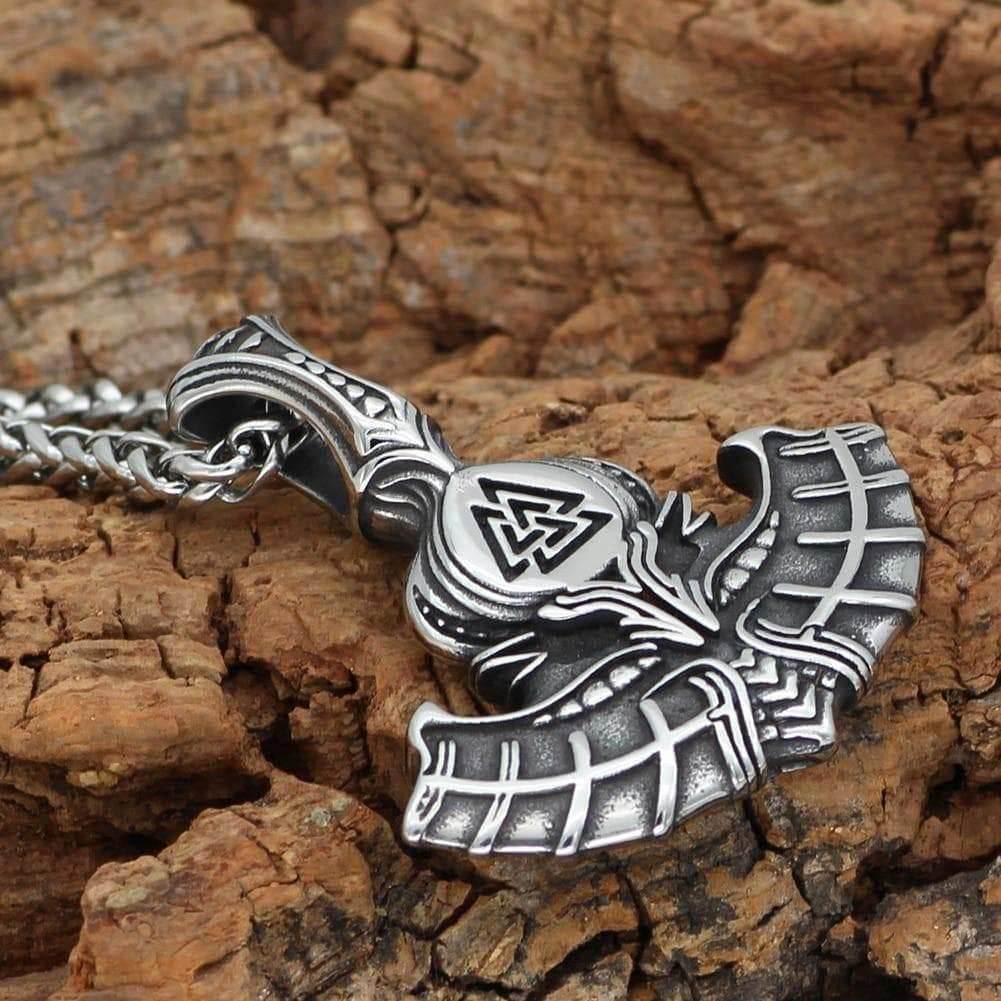Vikings Mjolnir with Valknut Stainless Steel Pendant & Necklace - Pendant Only