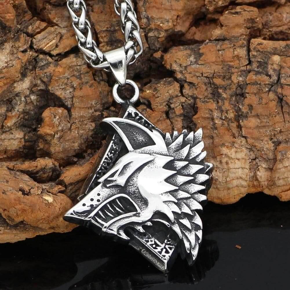 Viking Wolf Fenrir Stainless Steel Pendant & Necklace - Pendant Only