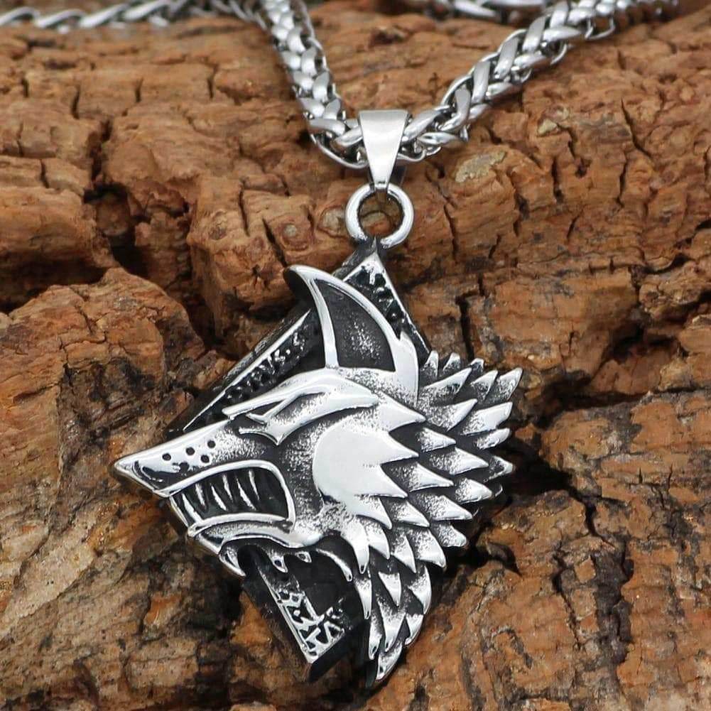 Viking Wolf Fenrir Stainless Steel Pendant & Necklace - Pendant and Necklace