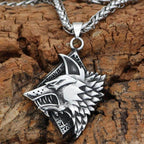 Viking Wolf Fenrir Stainless Steel Pendant & Necklace - Pendant and Necklace