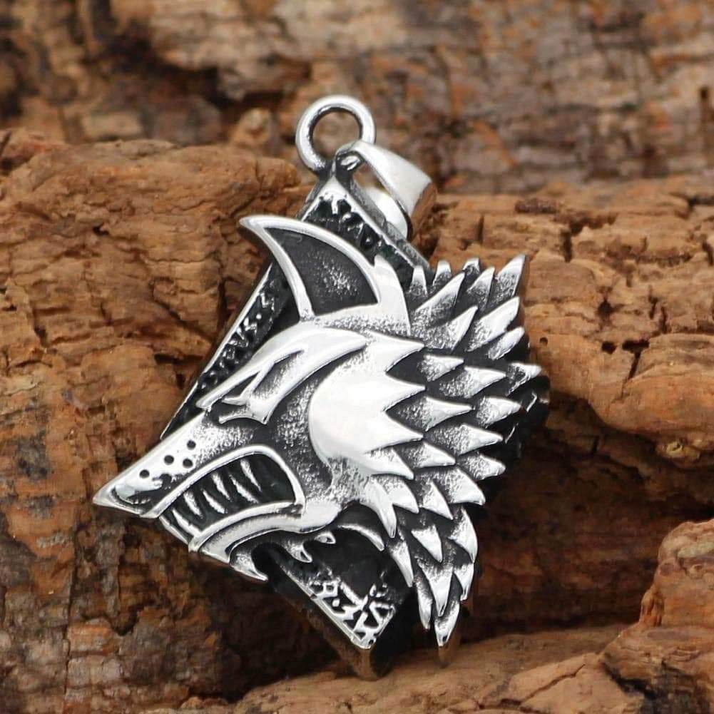 Viking Wolf Fenrir Stainless Steel Pendant & Necklace - Pendant Only