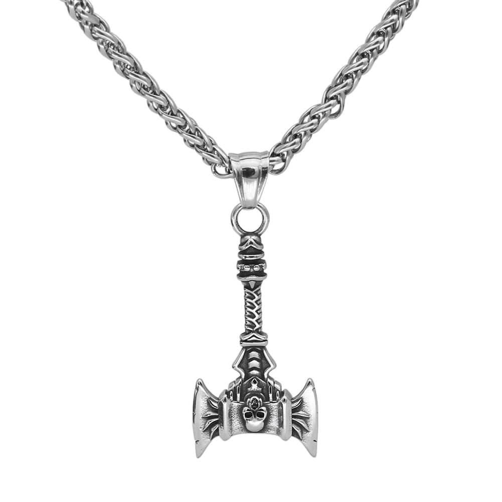 Vikings Skull Axe Stainless Steel Necklace - 