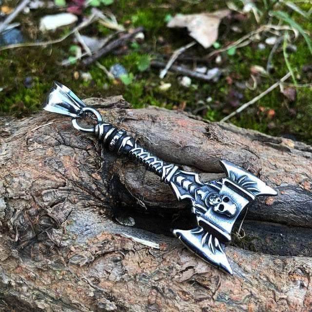 Vikings Skull Axe Stainless Steel Necklace - 