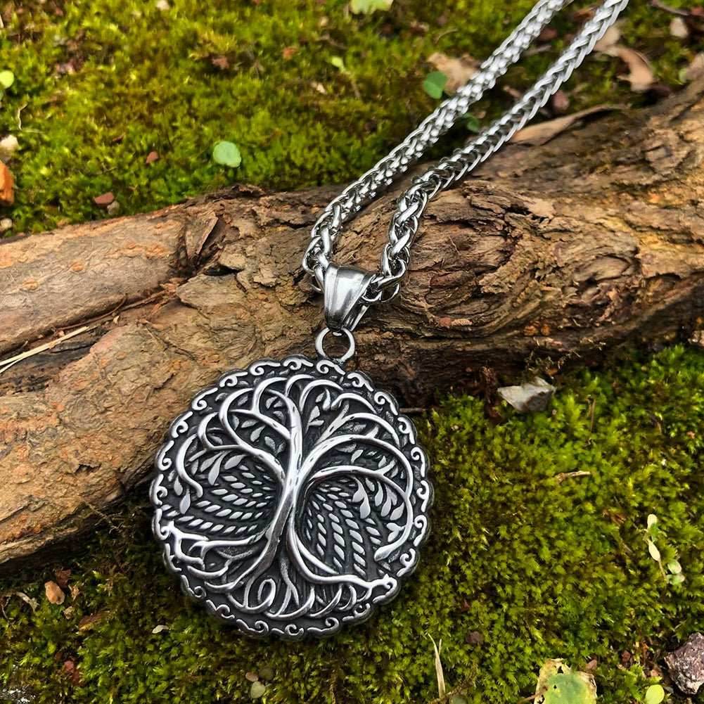 Vikings Tree of Life Stainless Steel Pendant Necklace - 