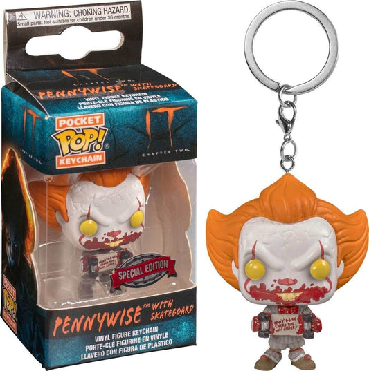 Funko POP! Keychain: It - Pennywise with Skateboard Pocket Keychain Special Edition Exclusive - 