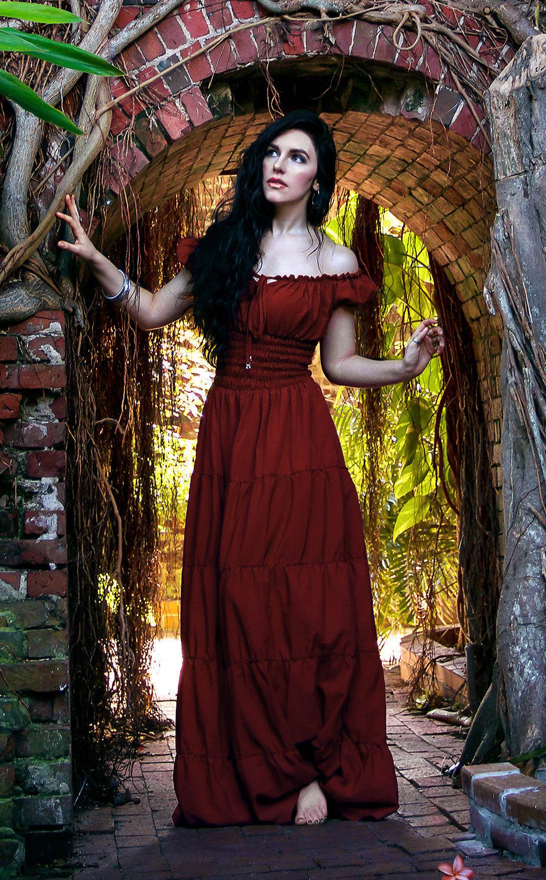 Perfect Hot Weather Renaissance Chemise Bohemian Summer Dress - Copper