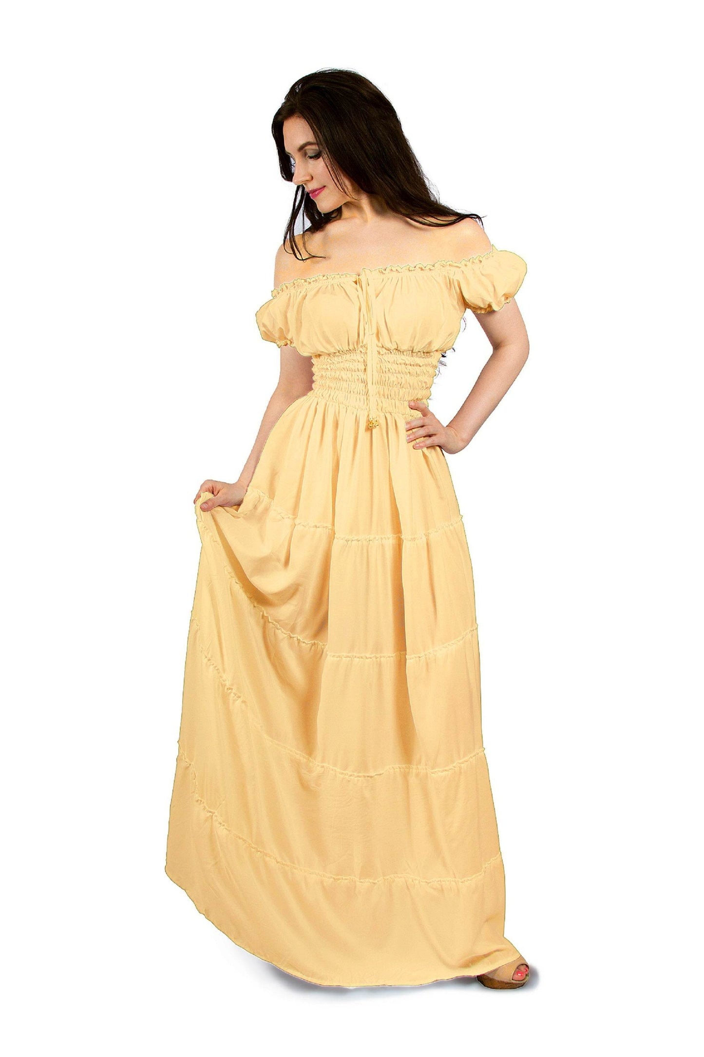 Perfect Hot Weather Renaissance Chemise Bohemian Summer Dress - Daffodil