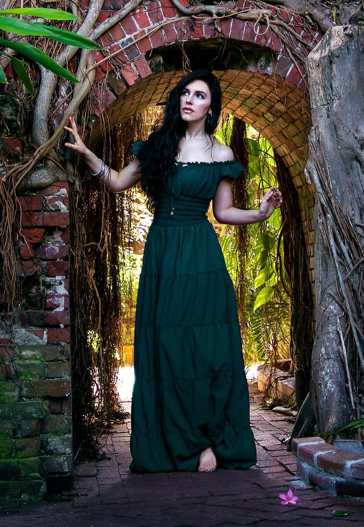 Perfect Hot Weather Renaissance Chemise Bohemian Summer Dress - Jade