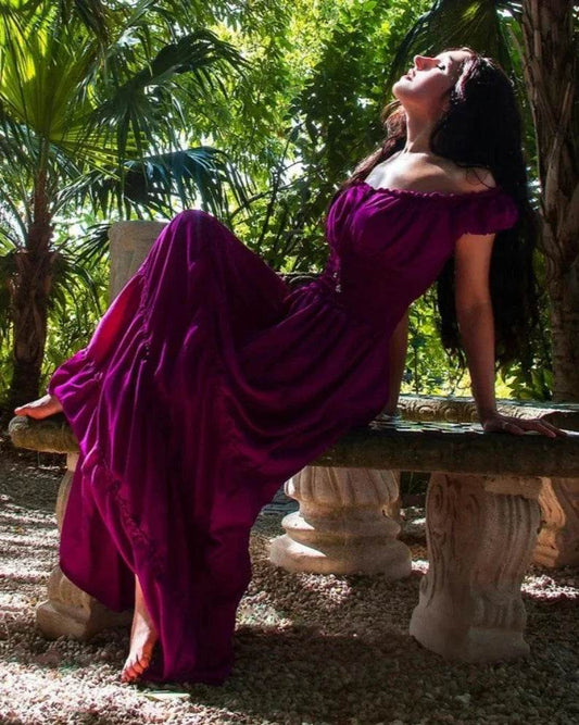 Perfect Hot Weather Renaissance Chemise Bohemian Summer Dress - Orchid