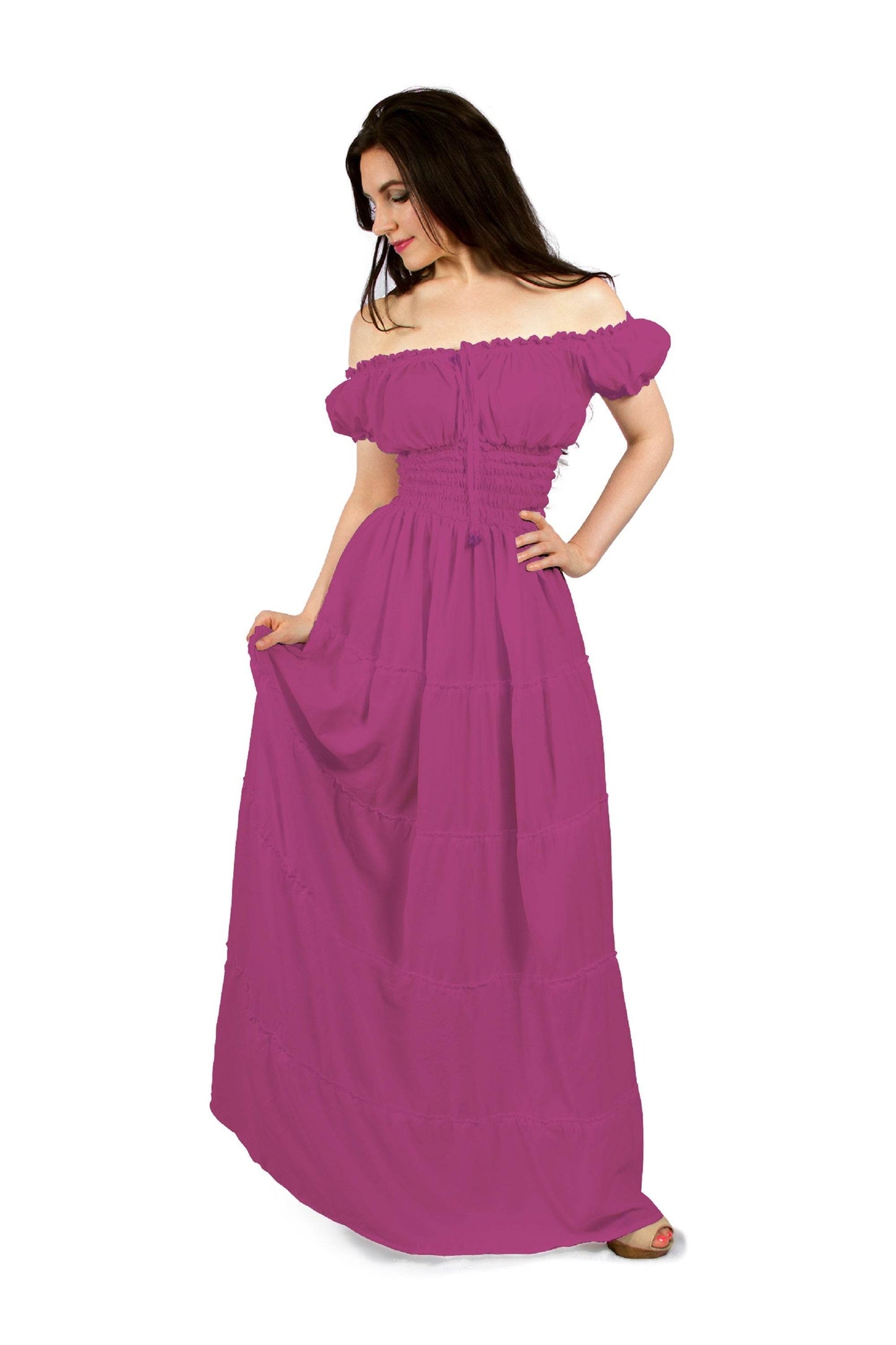 Perfect Hot Weather Renaissance Chemise Bohemian Summer Dress - Pink