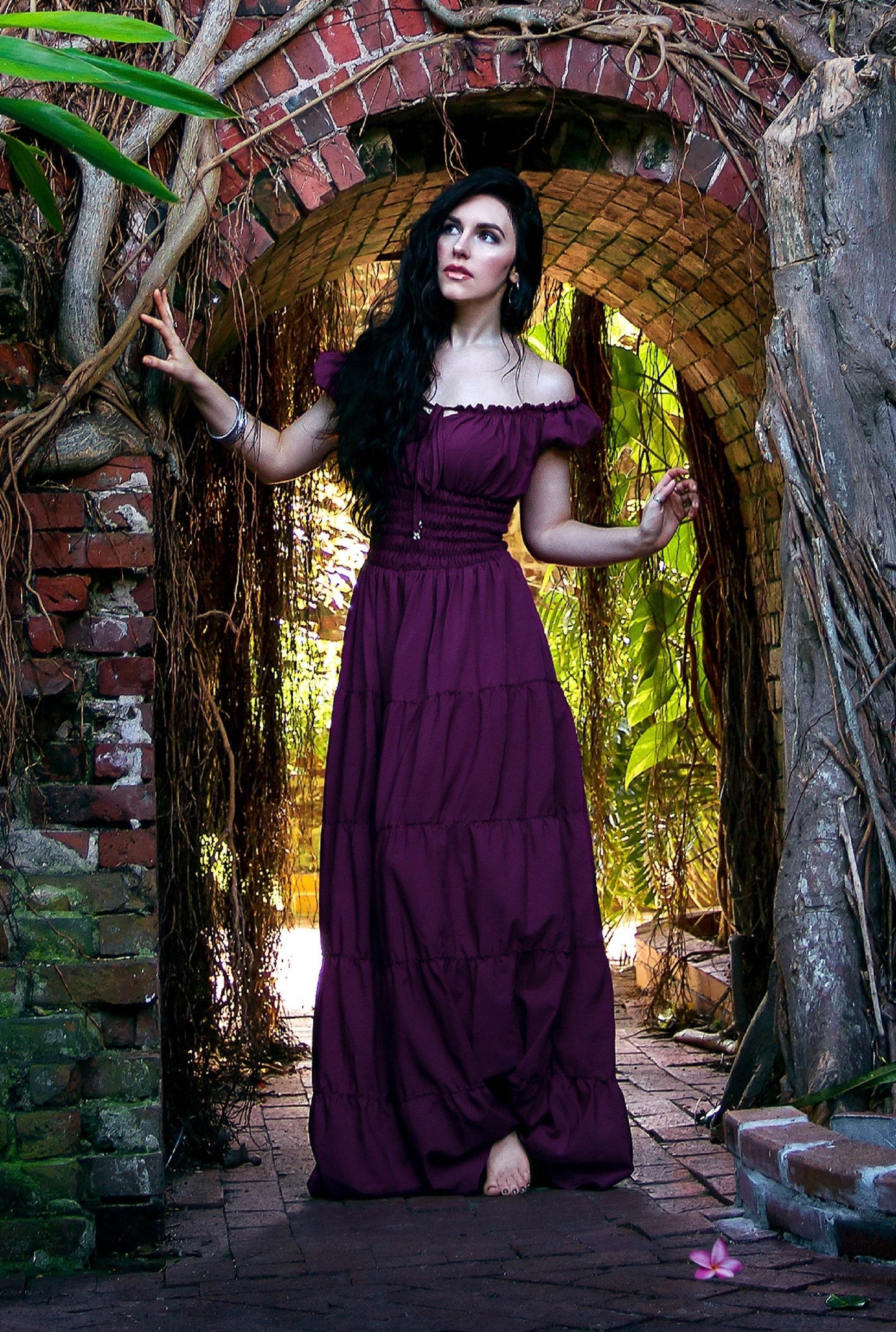 Perfect Hot Weather Renaissance Chemise Bohemian Summer Dress - Plum