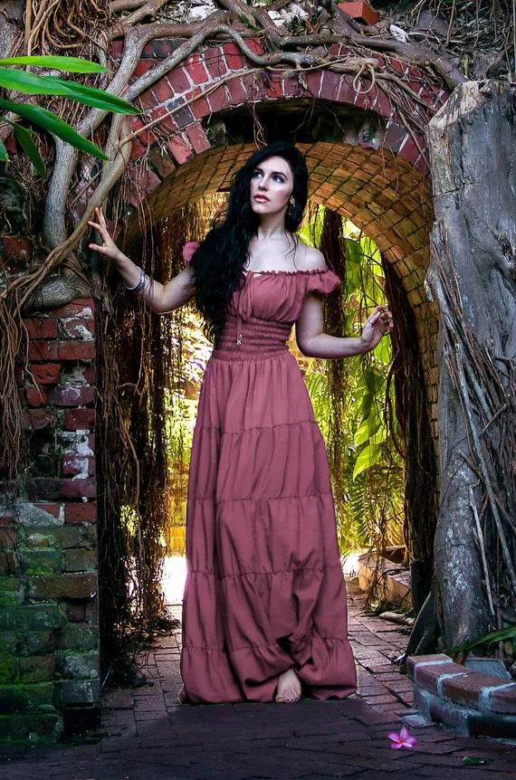 Perfect Hot Weather Renaissance Chemise Bohemian Summer Dress - Rose