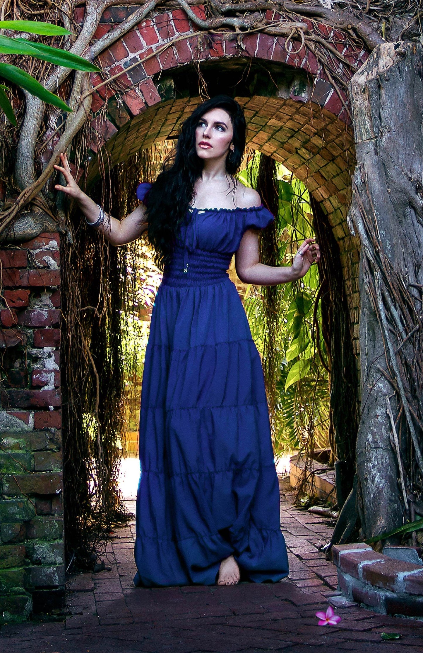 Perfect Hot Weather Renaissance Chemise Bohemian Summer Dress - Royal Blue