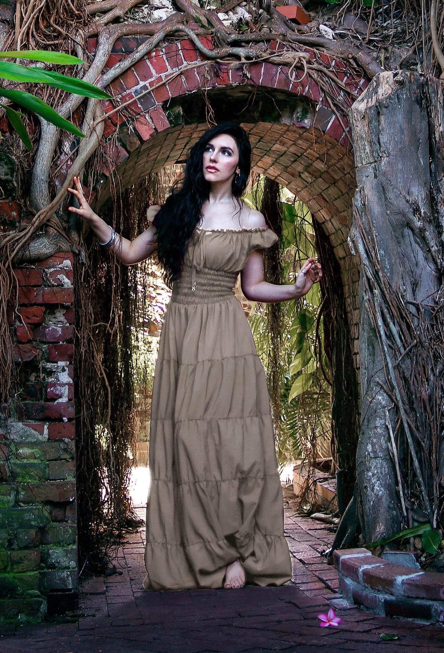 Perfect Hot Weather Renaissance Chemise Bohemian Summer Dress - Sand