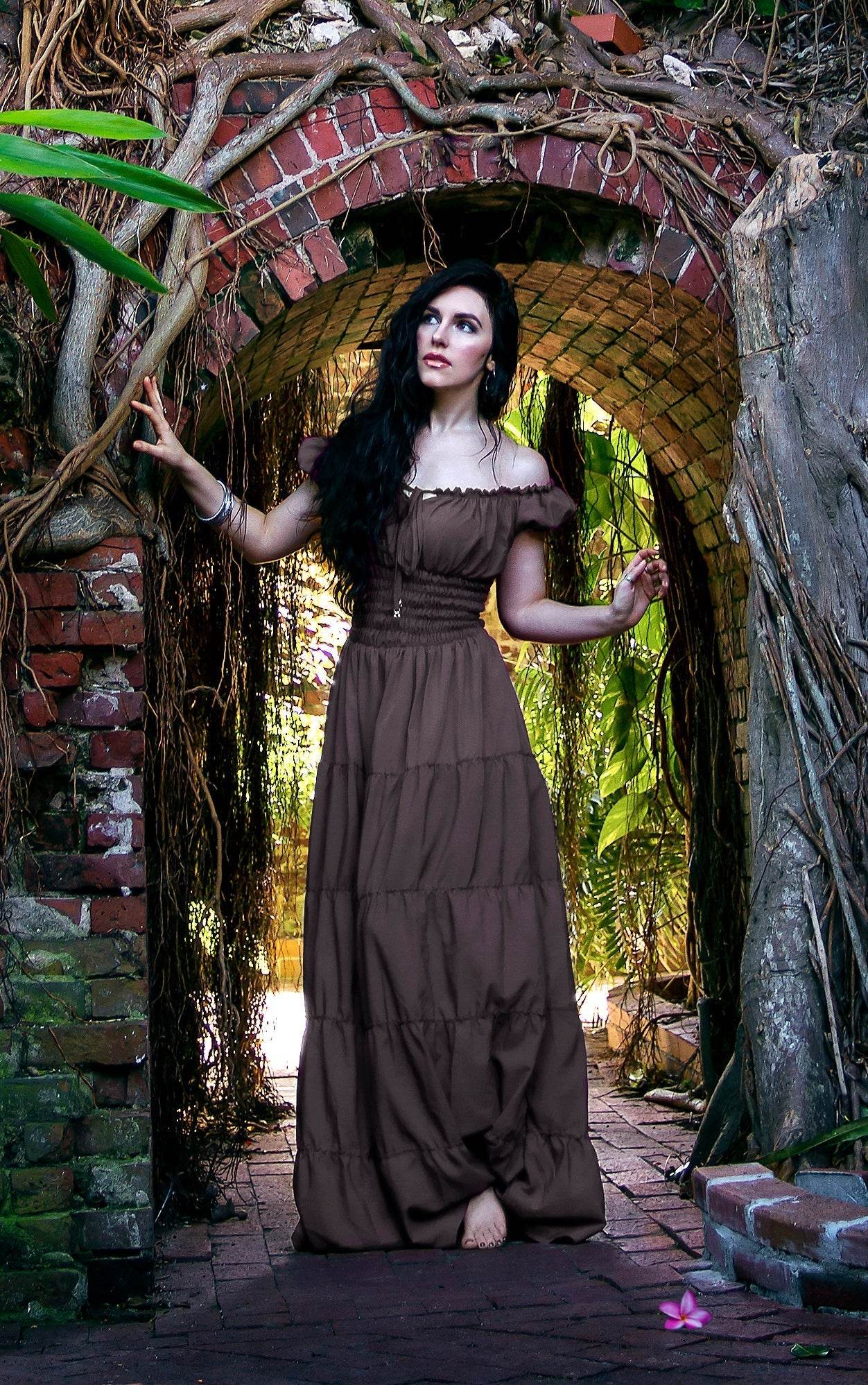 Perfect Hot Weather Renaissance Chemise Bohemian Summer Dress - Taupe