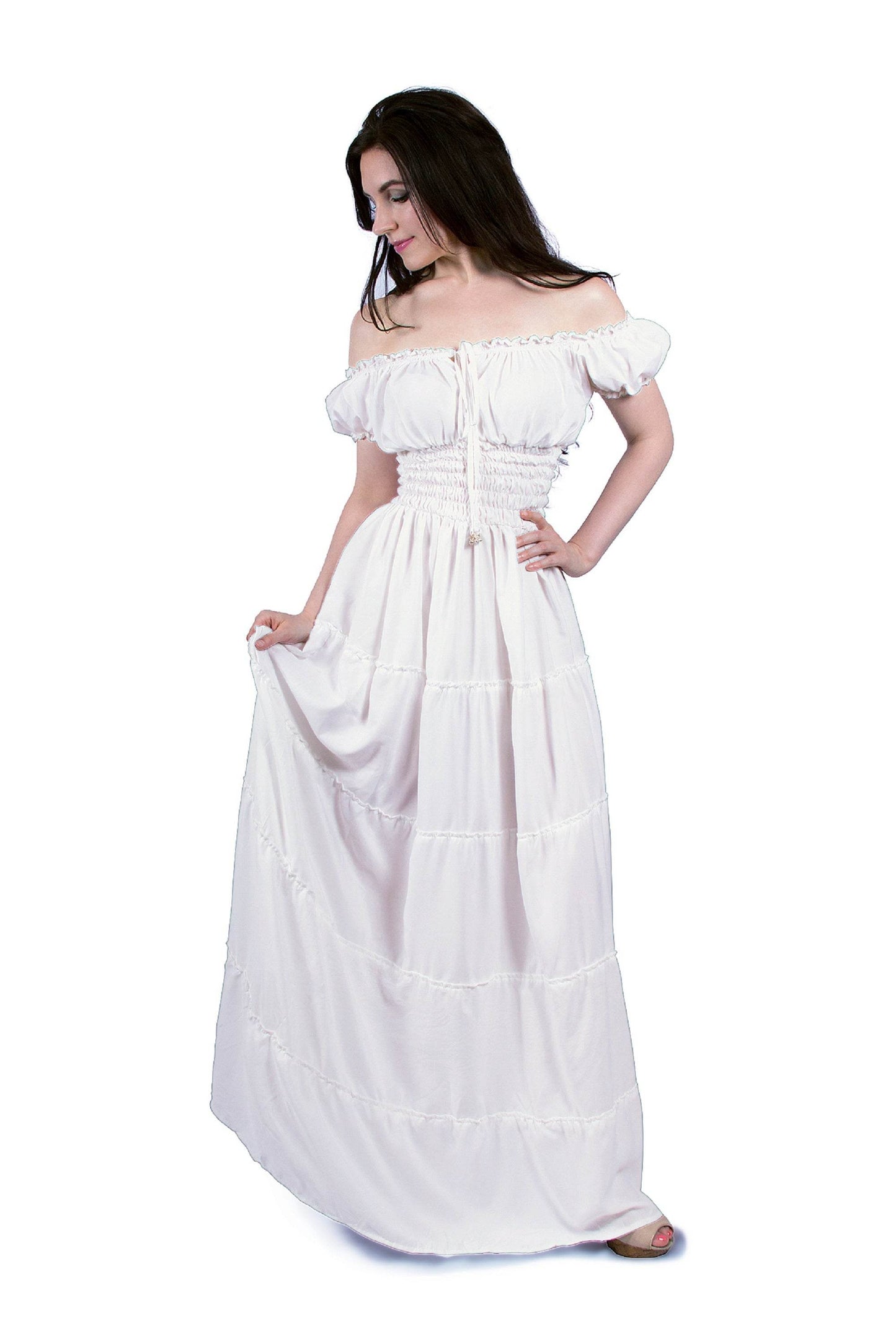 Perfect Hot Weather Renaissance Chemise Bohemian Summer Dress - White